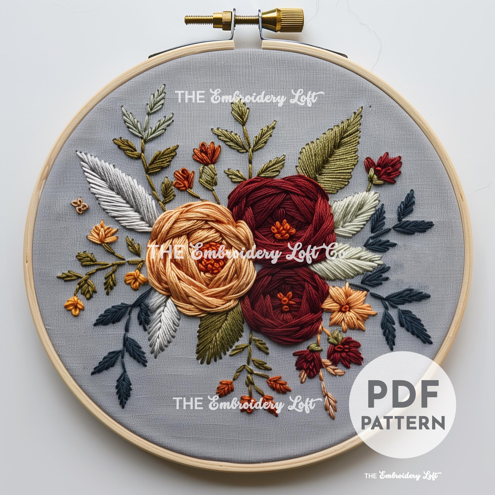 Autumn Roses Hand Embroidery Pattern