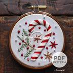Candy Cane Hand Embroidery Pattern