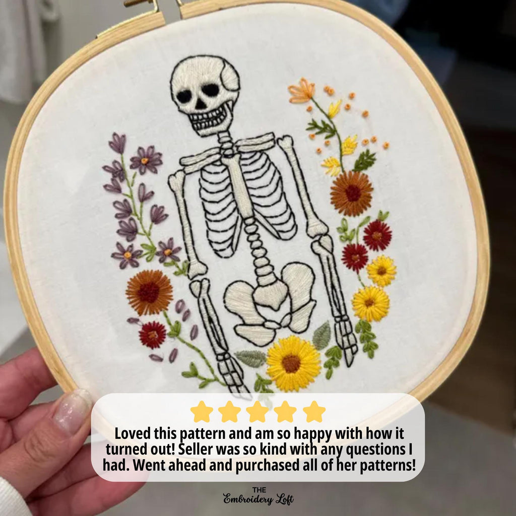 Spooky Skeleton Hand Embroidery Pattern