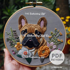 French Bulldog Hand Embroidery Pattern