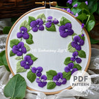 Violet Wreath Hand Embroidery Pattern