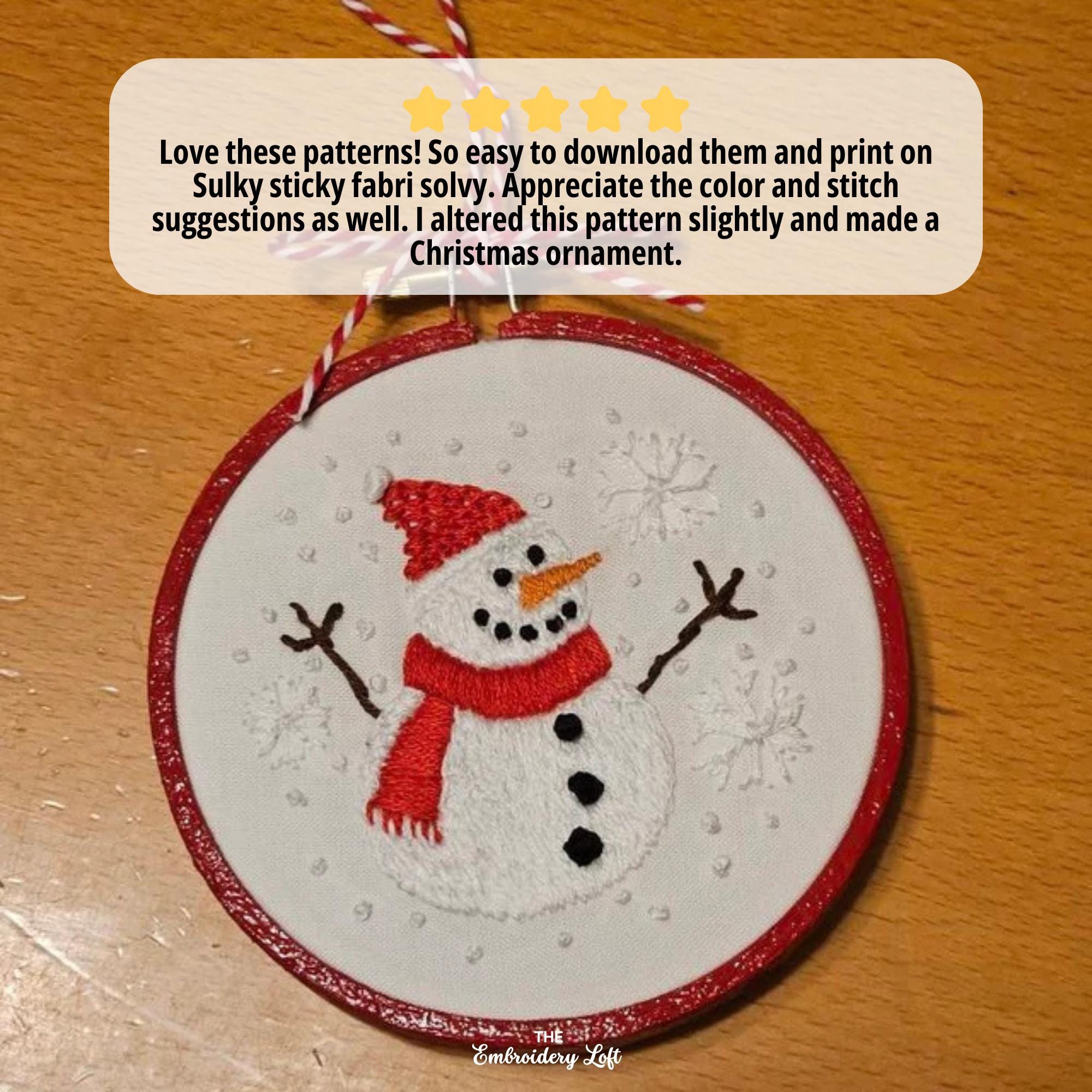 Snowman and Cardinal Hand Embroidery Pattern