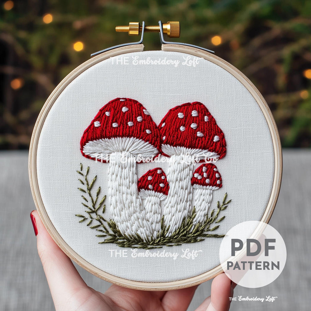 Winter Mushrooms Hand Embroidery Pattern