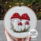 Winter Mushrooms Hand Embroidery Pattern
