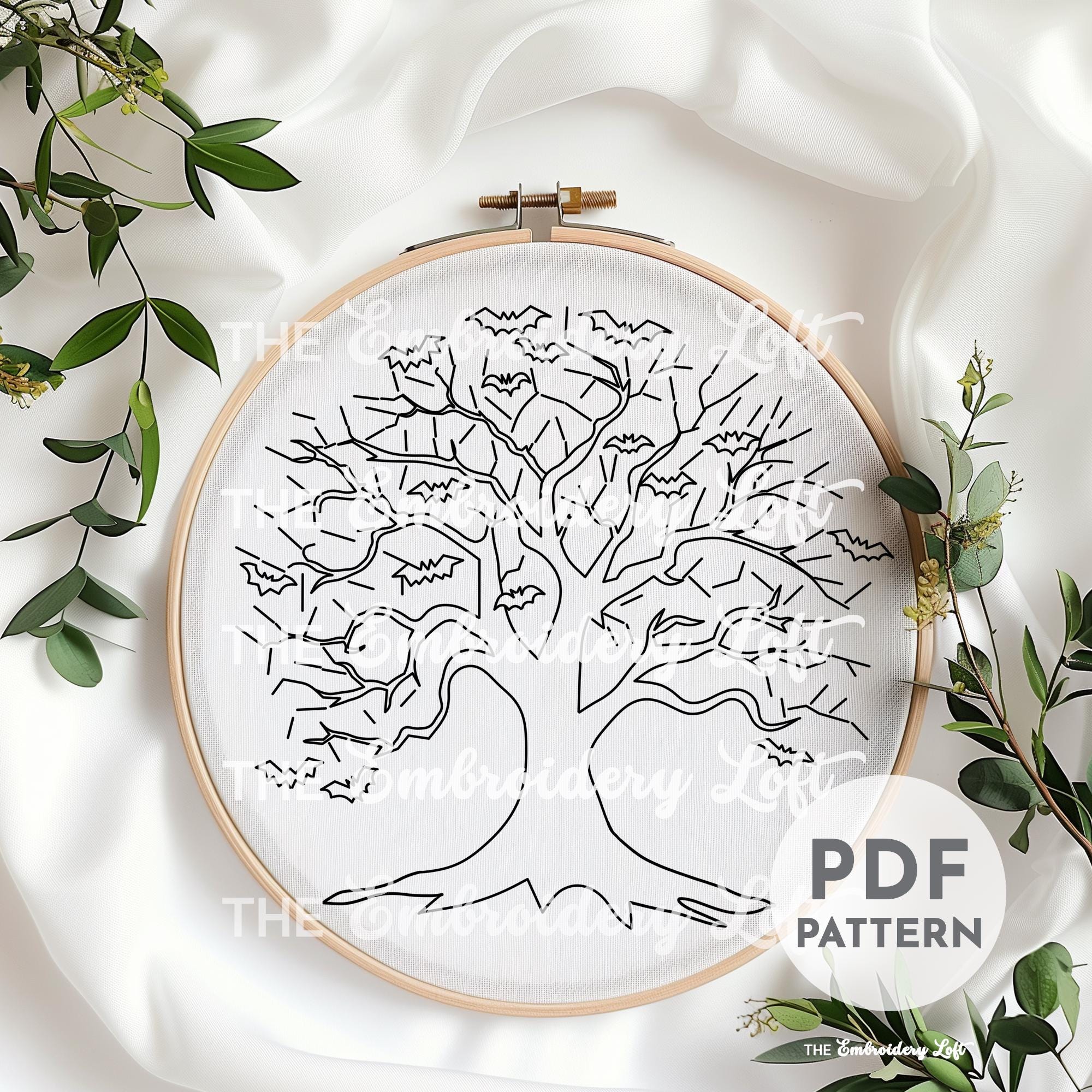 Haunted Tree Hand Embroidery Pattern