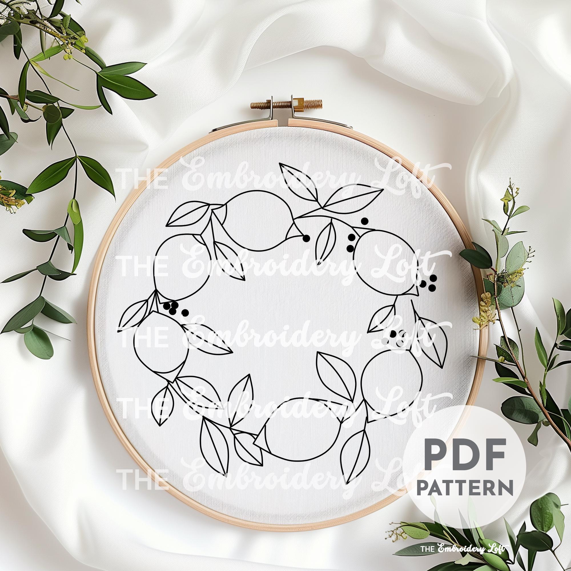 Lemon Wreath Hand Embroidery Pattern