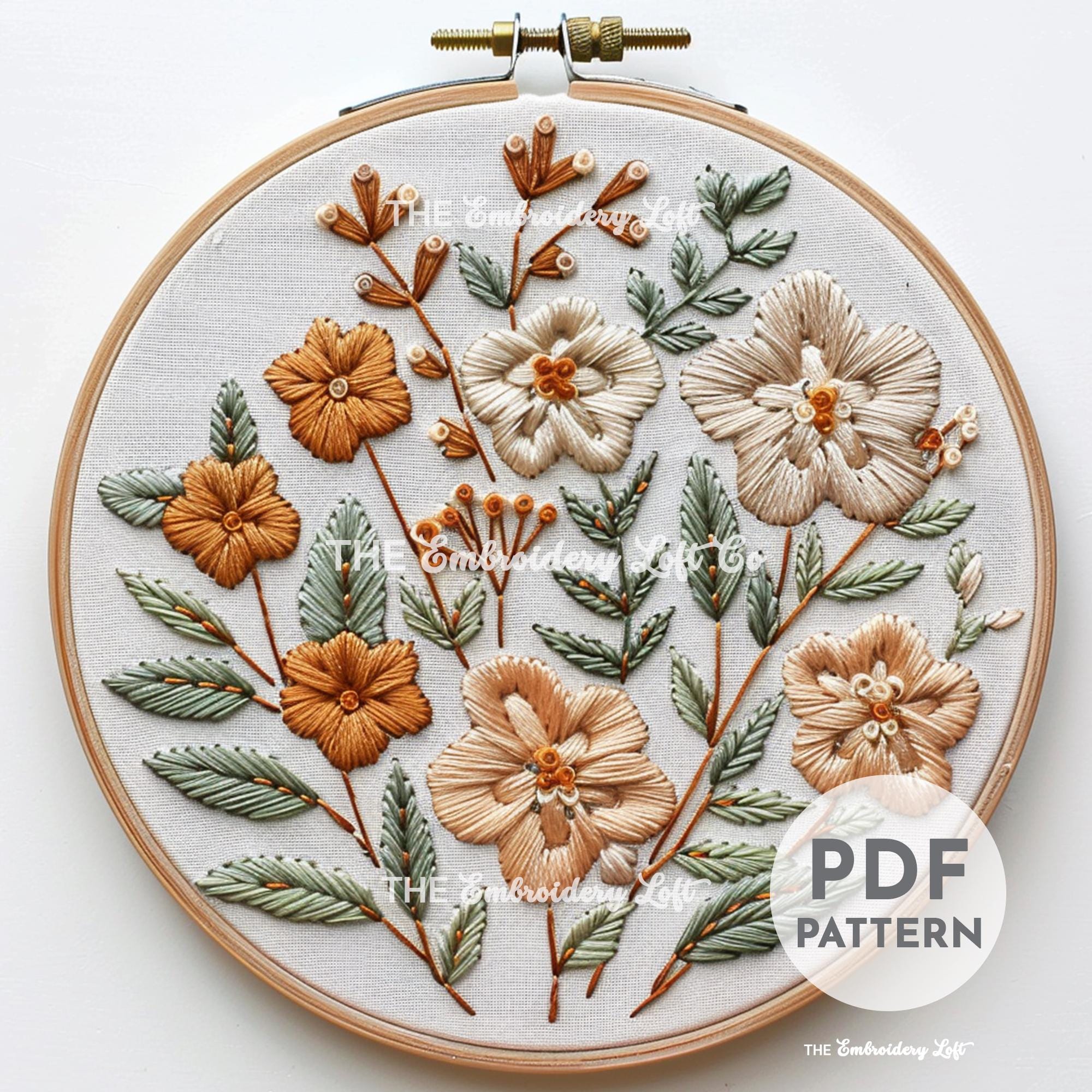 Autumn Flowers Hand Embroidery Pattern