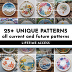MINI COLLECTION, Summer Hand Embroidery Pattern Collection, Current and Future Designs, Lifetime Access, Hand Embroidery, DIY