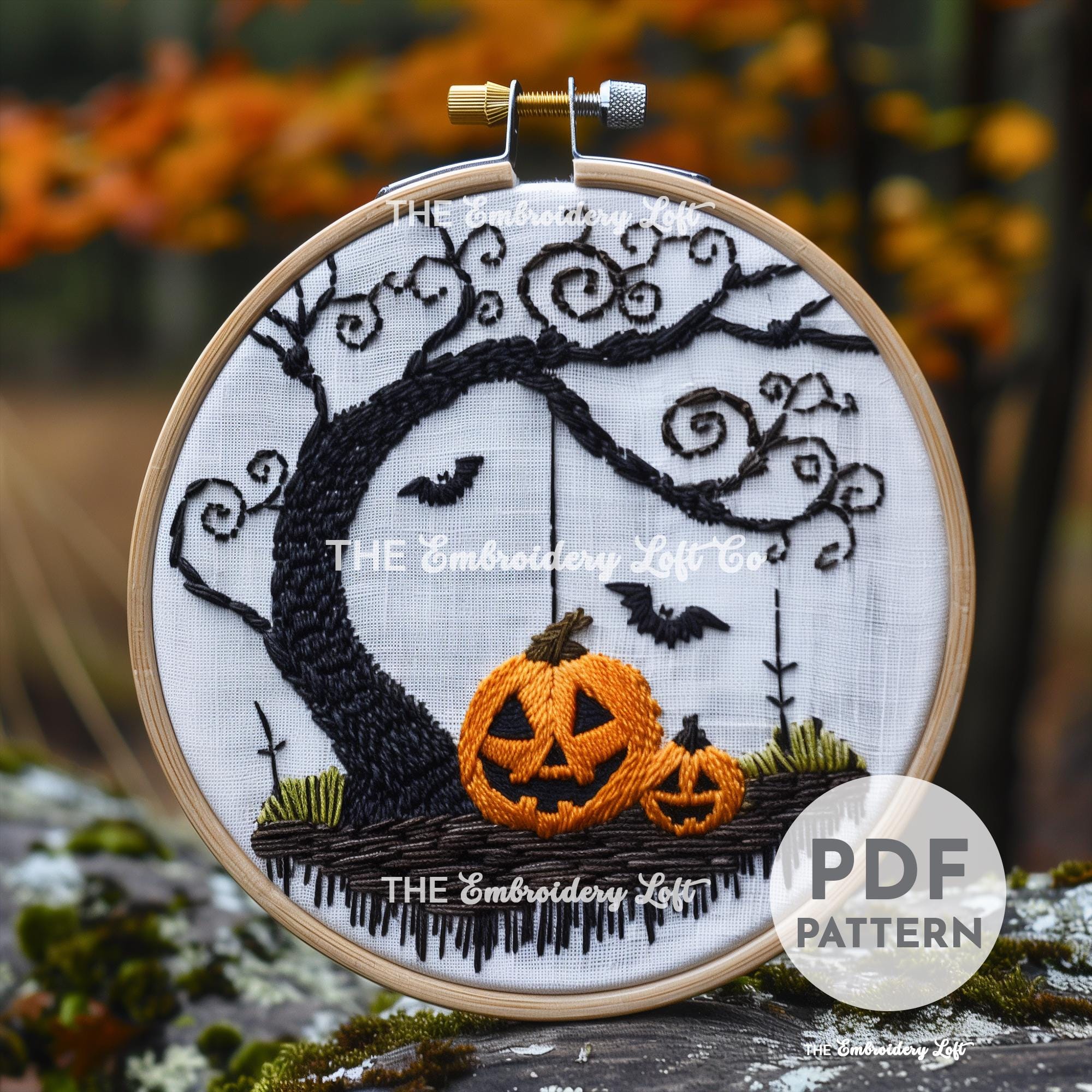 Spooky Tree Hand Embroidery Pattern