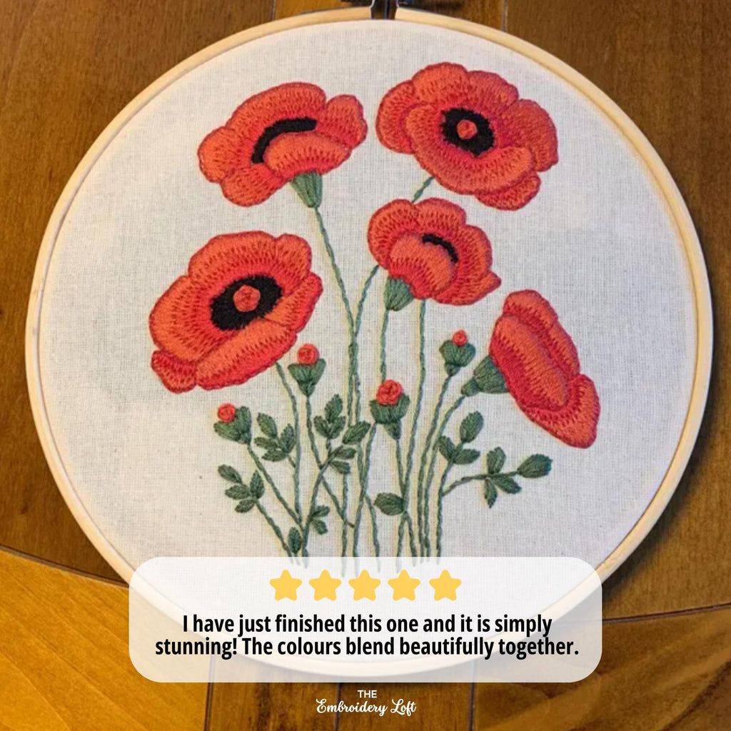 Red Poppies Hand Embroidery Pattern