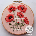 Red Poppies Hand Embroidery Pattern