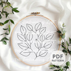 Retro Autumn Leaves Hand Embroidery Pattern