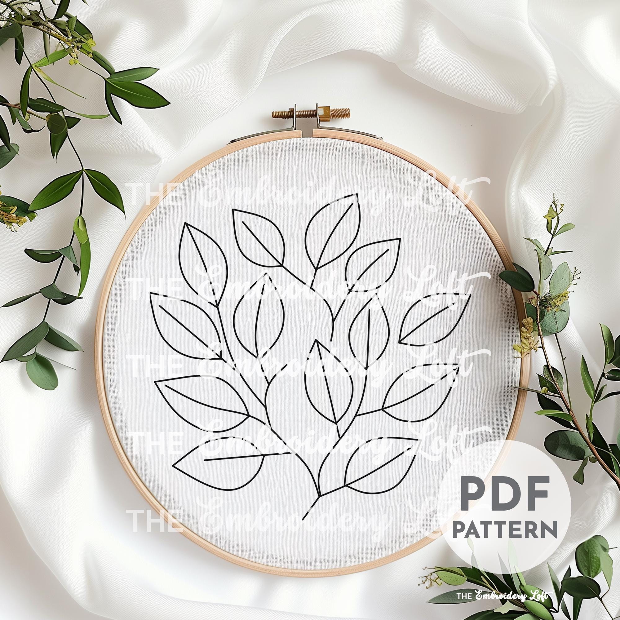 Retro Autumn Leaves Hand Embroidery Pattern