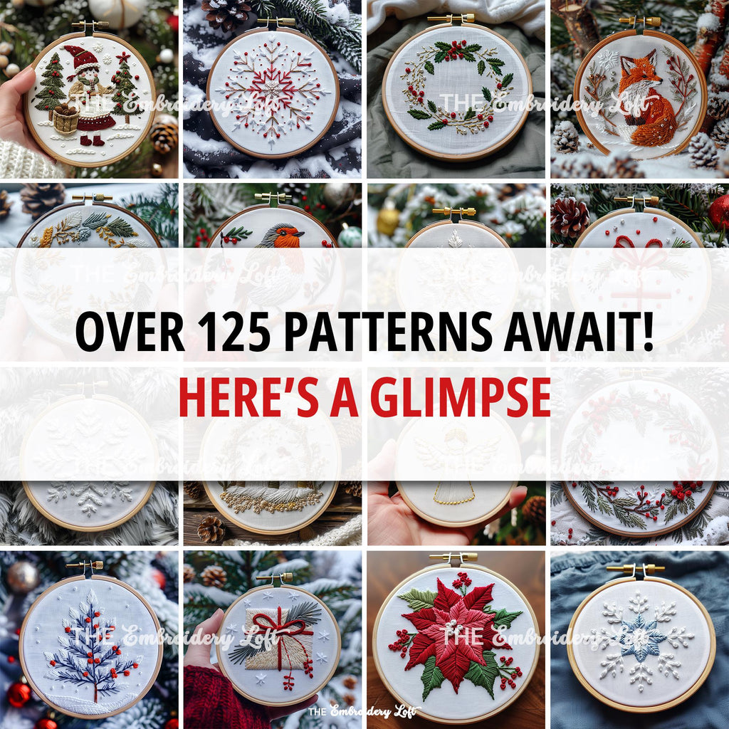 MINI COLLECTION, Christmas Hand Embroidery Pattern Collection, Current and Future Designs, Lifetime Access, Hand Embroidery, Embroidery PDF
