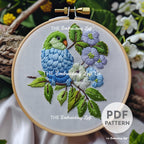 Blue Budgie Hand Embroidery Pattern