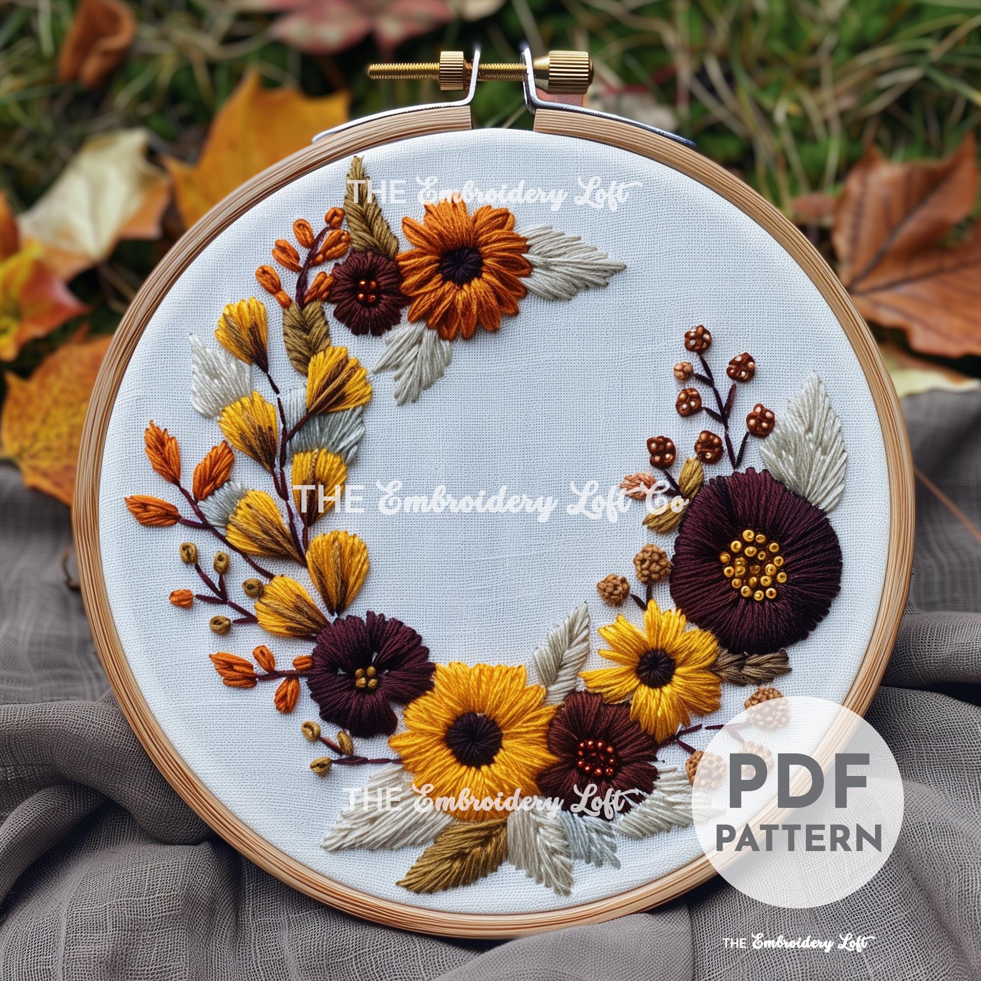 Autumn Flowers Hand Embroidery Pattern