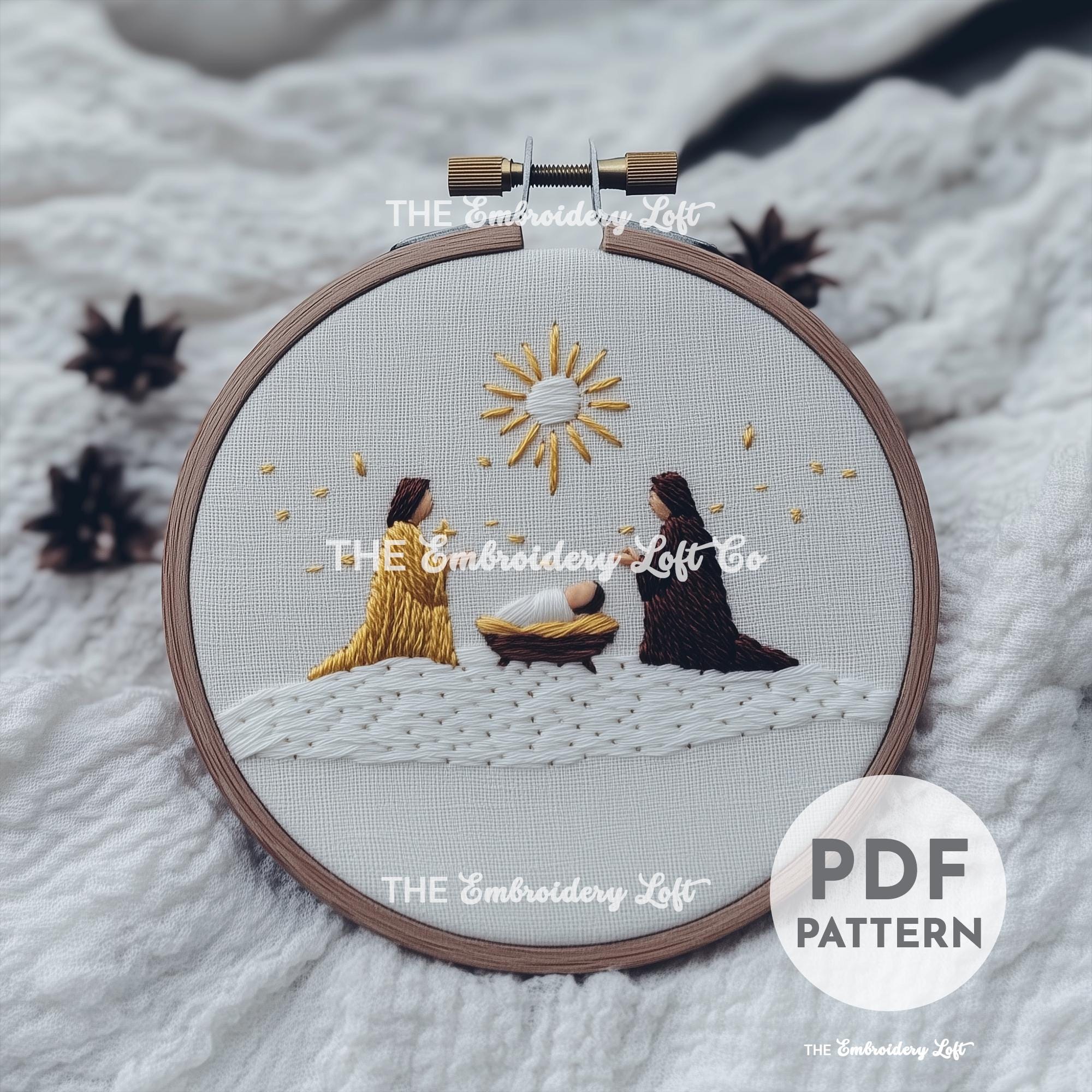 Nativity Scene Hand Embroidery Pattern