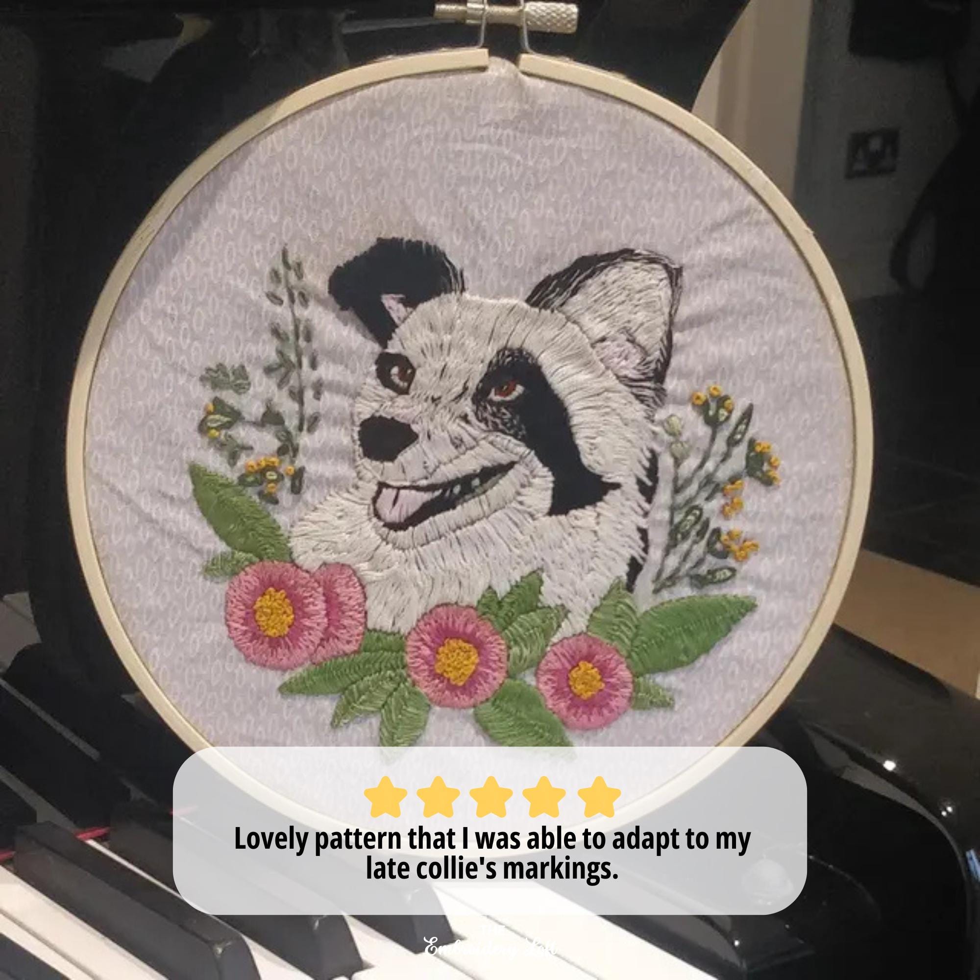 Border Collie Hand Embroidery Pattern