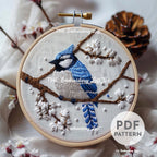 Winter Bluejay Hand Embroidery Pattern