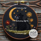 Lunar Cat Hand Embroidery Pattern