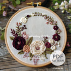 Blooming Wreath Hand Embroidery Pattern