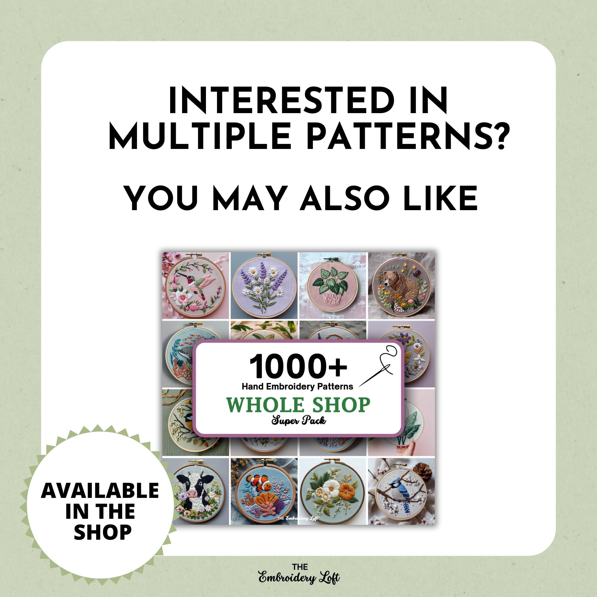 Green Folk Flower Hand Embroidery Pattern