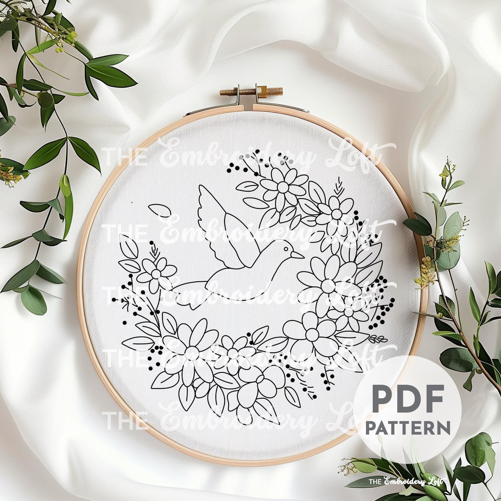 Purple Dove Hand Embroidery Pattern
