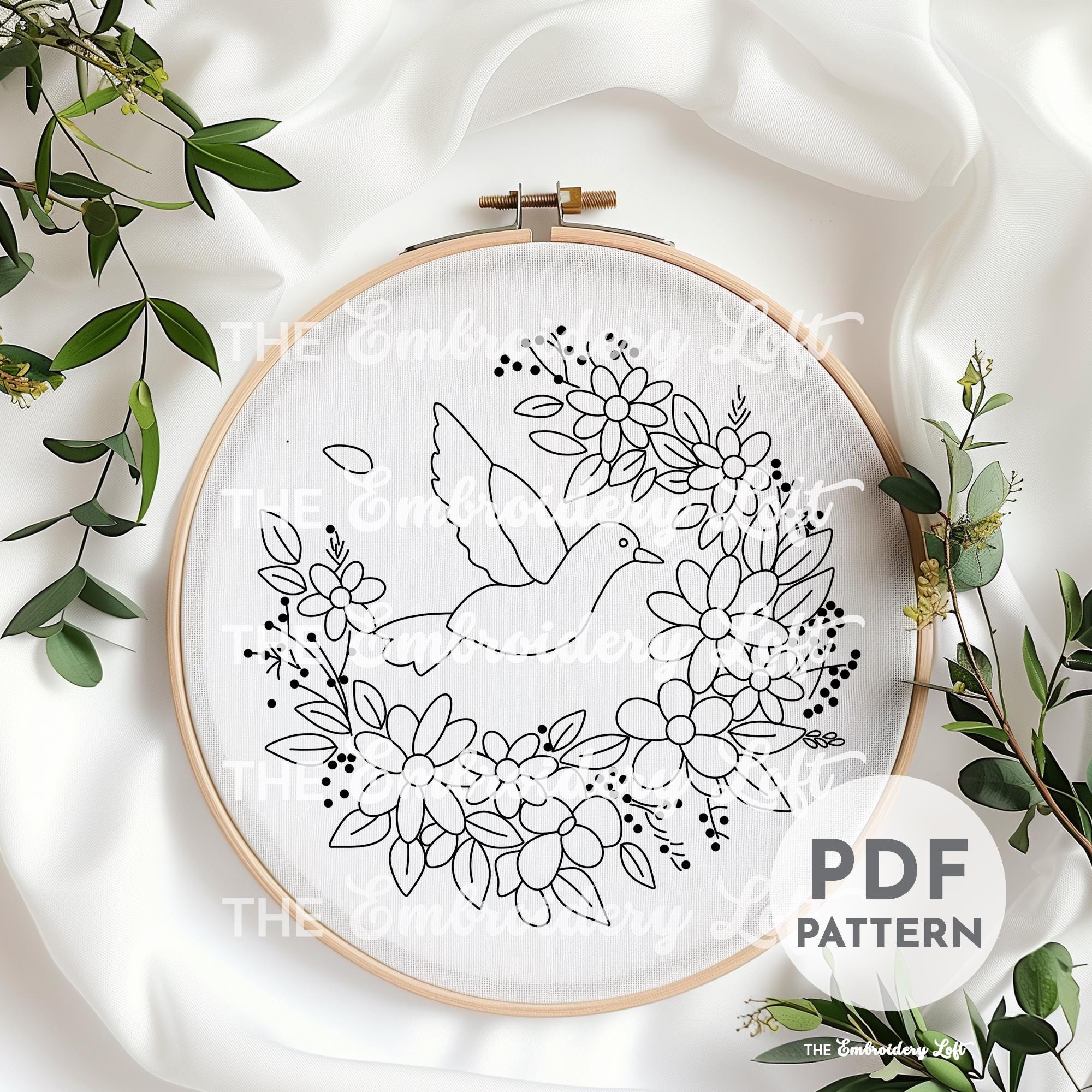 Purple Dove Hand Embroidery Pattern