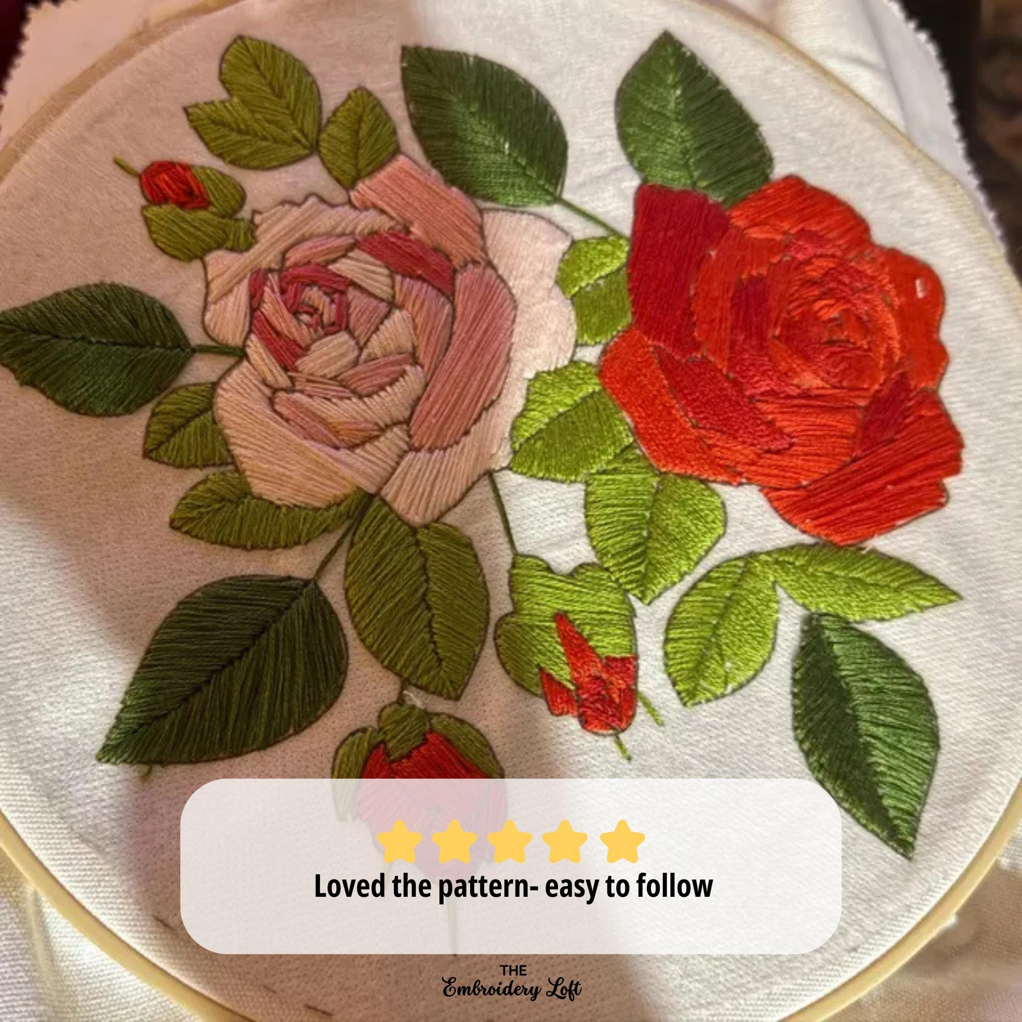 Roses Hand Embroidery Pattern