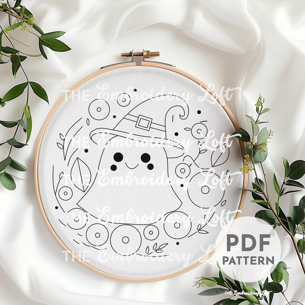 Floral Witchy Ghost Hand Embroidery Pattern