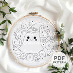 Floral Witchy Ghost Hand Embroidery Pattern