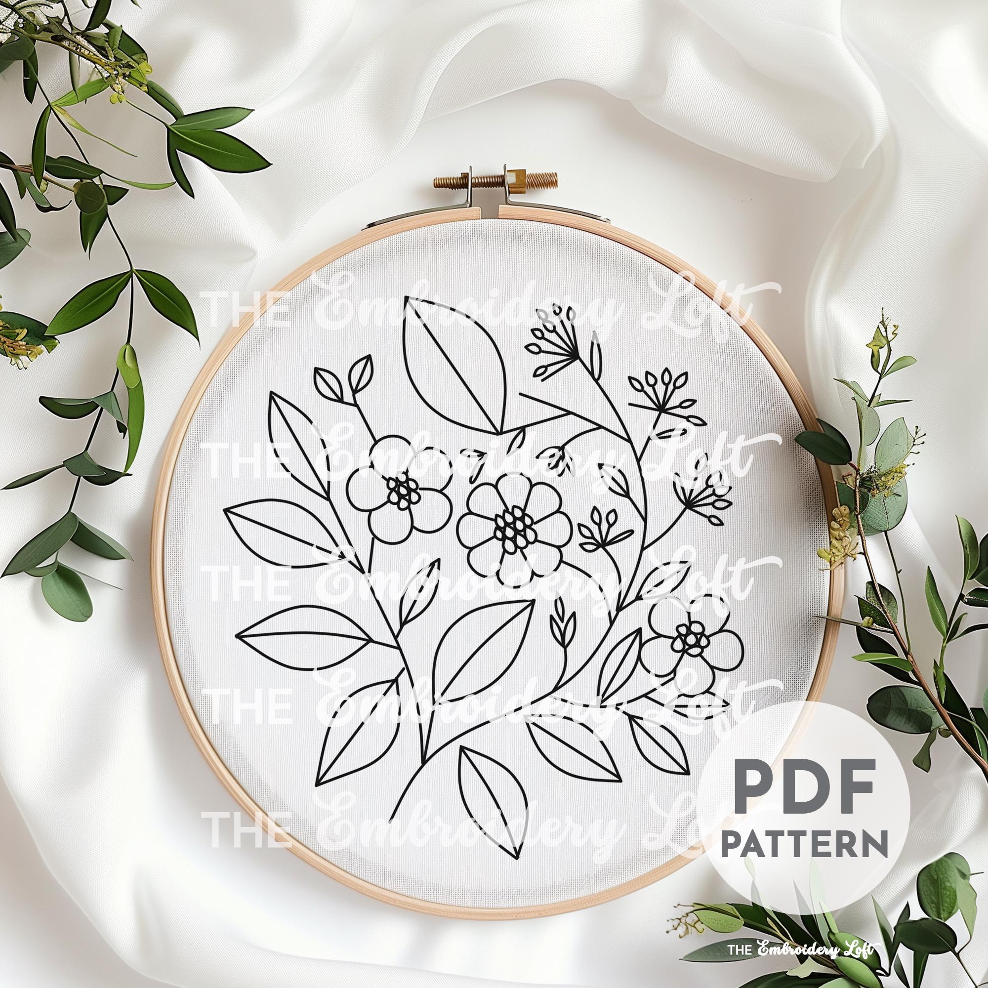 Red and White Folk Flower Hand Embroidery Pattern