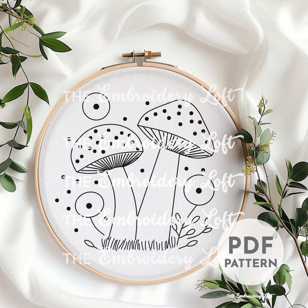 Retro Mushrooms Hand Embroidery Pattern