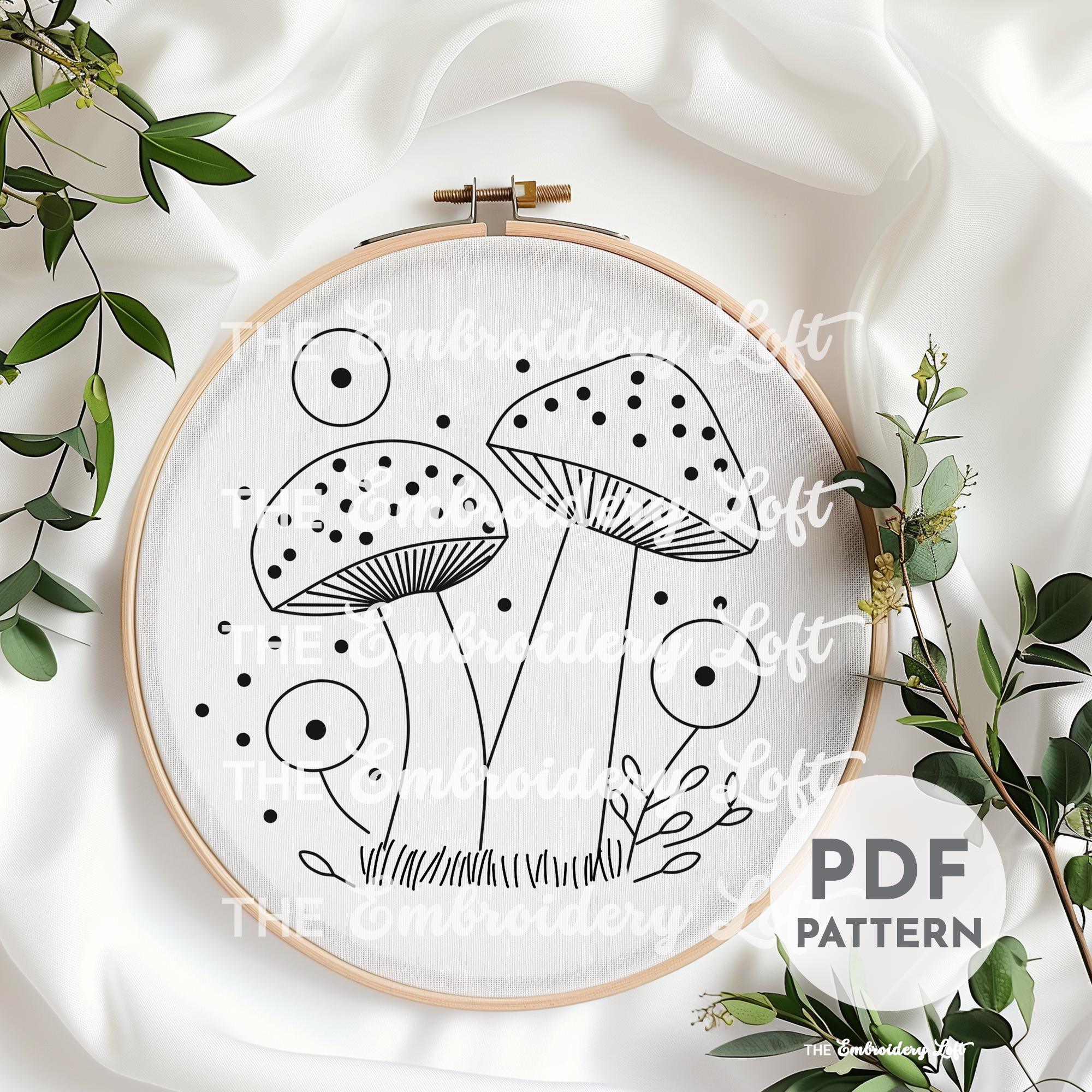 Retro Mushrooms Hand Embroidery Pattern