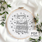 Celestial Bear Hand Embroidery Pattern