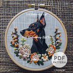 Dobermann Hand Embroidery Pattern