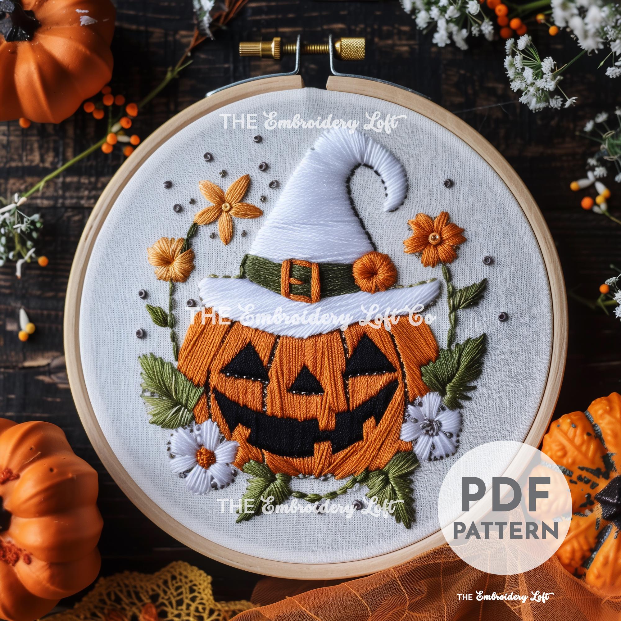 Witchy Pumpkin Hand Embroidery Pattern