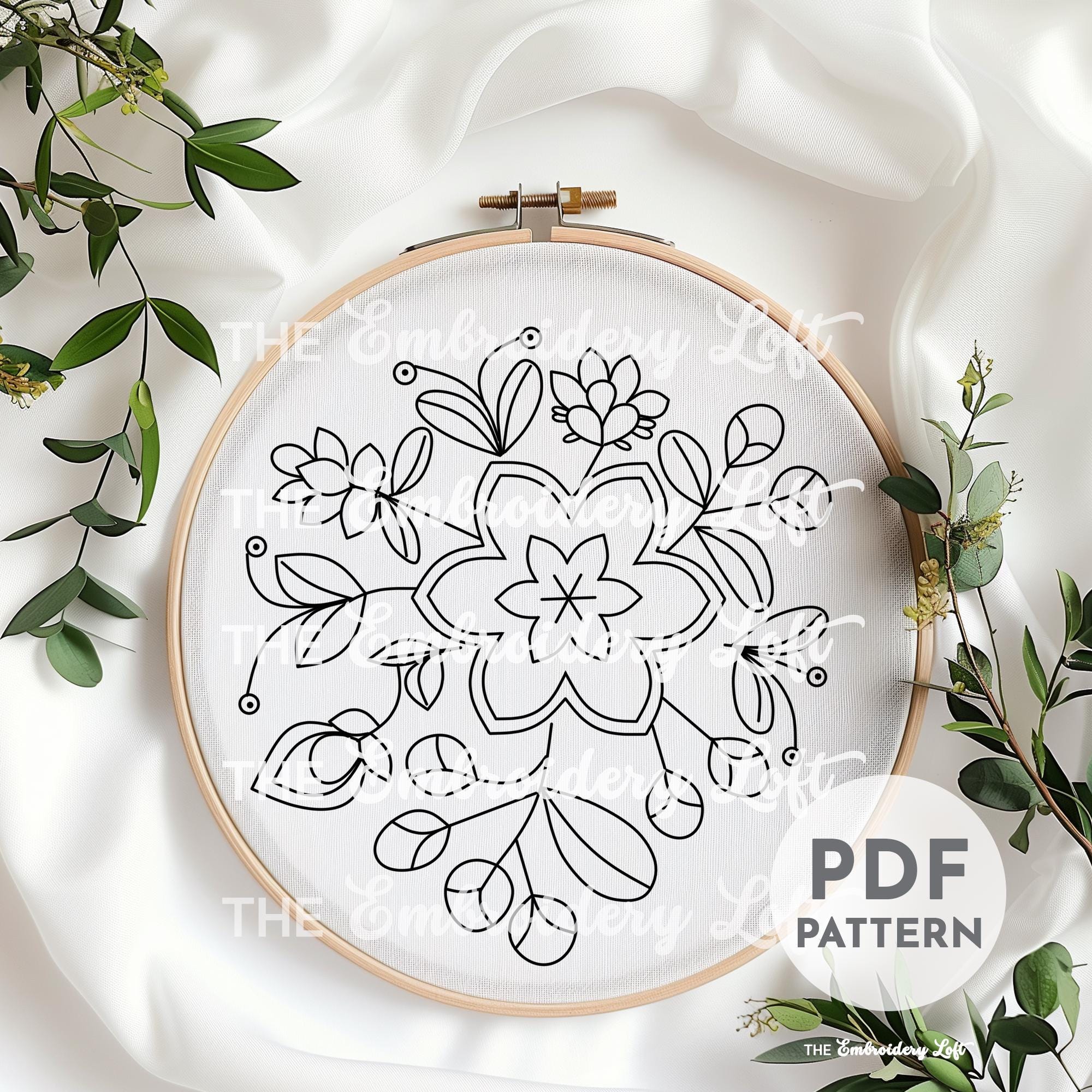 Pink Folk Flower Hand Embroidery Pattern