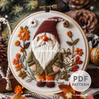 Woodland Gnome Hand Embroidery Pattern