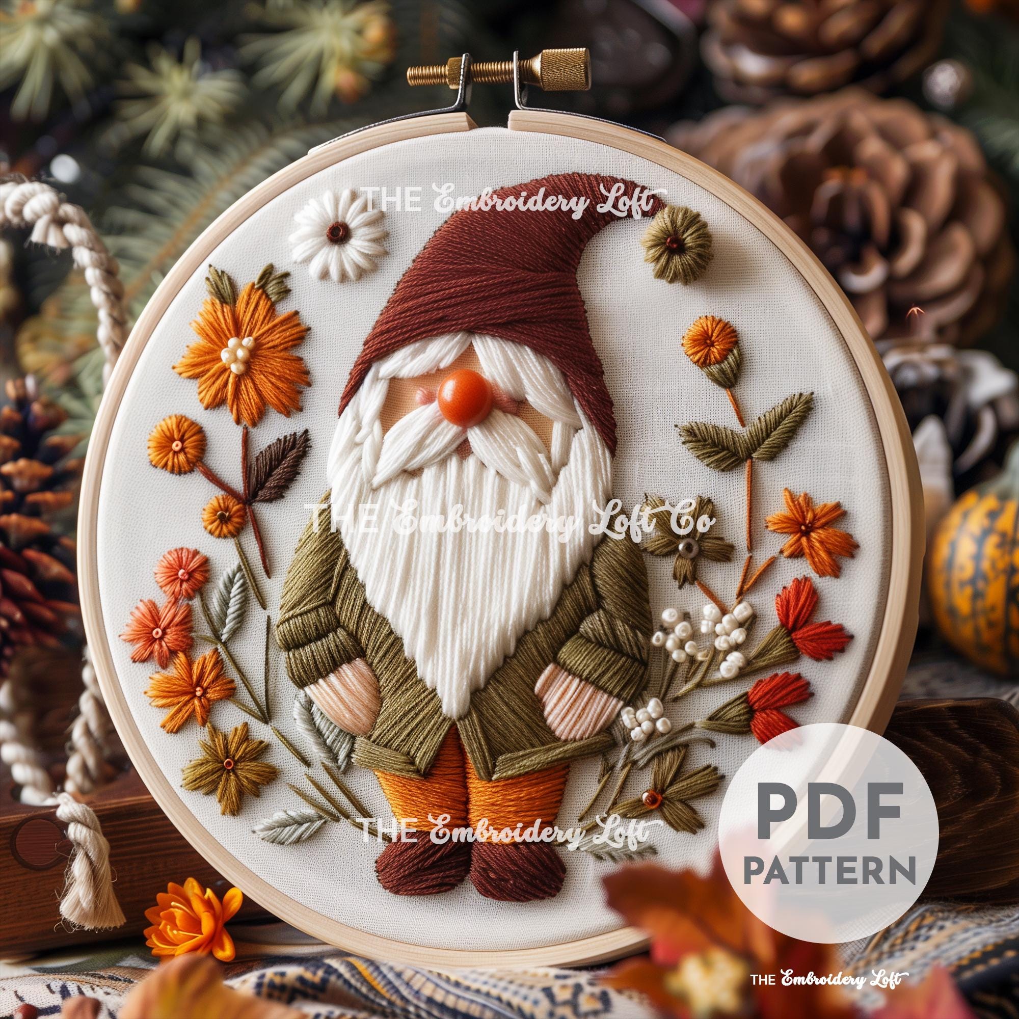 Woodland Gnome Hand Embroidery Pattern
