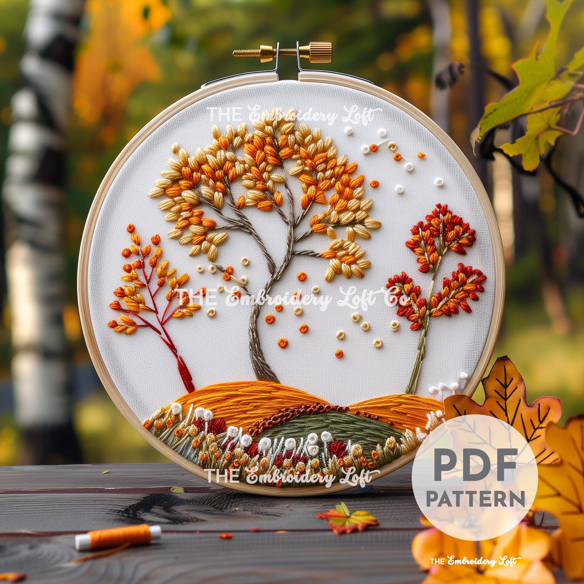 Autumn Trees Hand Embroidery Pattern