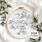 Crane Hand Embroidery Pattern