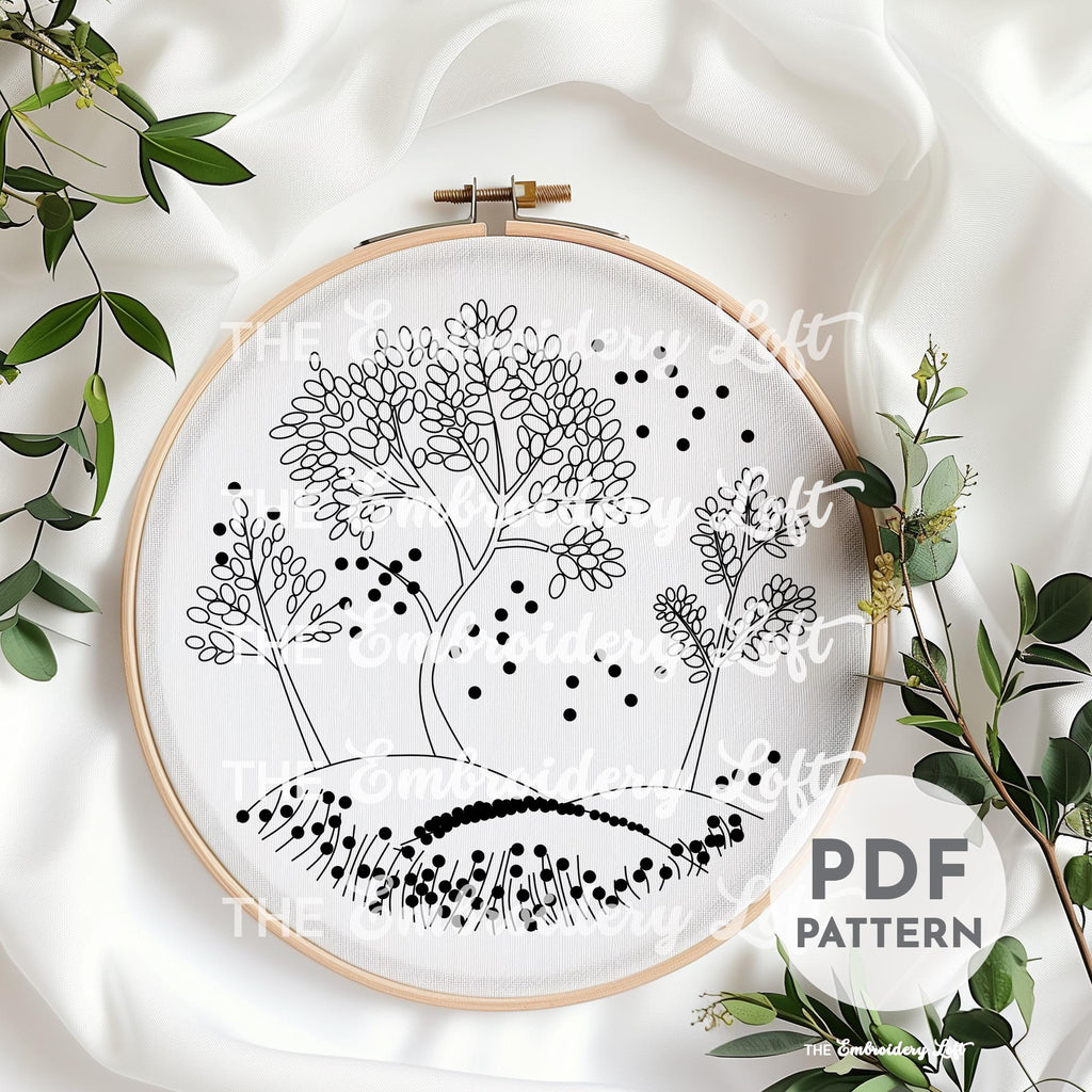 Autumn Trees Hand Embroidery Pattern