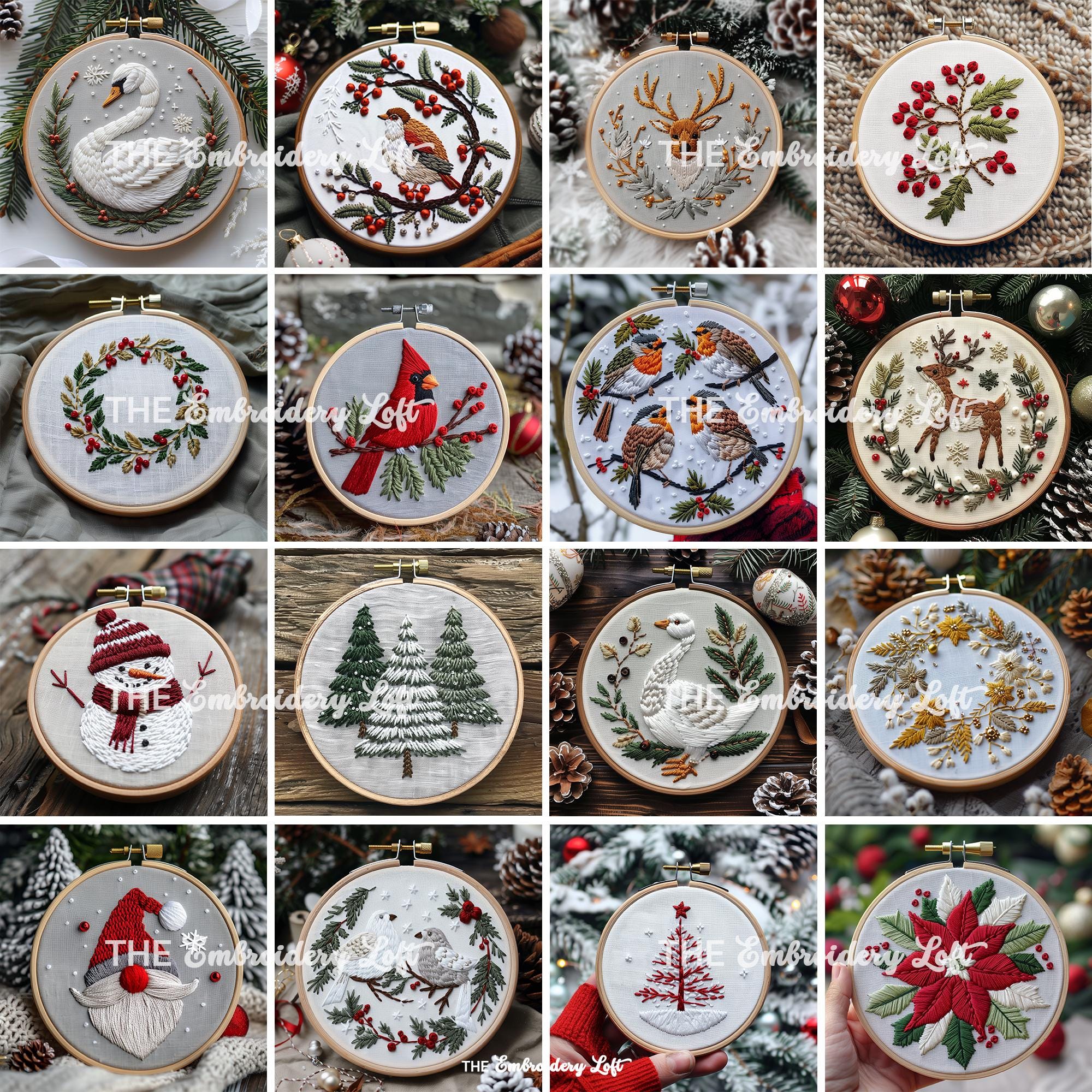 MINI COLLECTION, Christmas Hand Embroidery Pattern Collection, Current and Future Designs, Lifetime Access, Hand Embroidery, Embroidery PDF