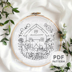Floral Barn Hand Embroidery Pattern