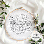 Witch Hat with Books Hand Embroidery Pattern