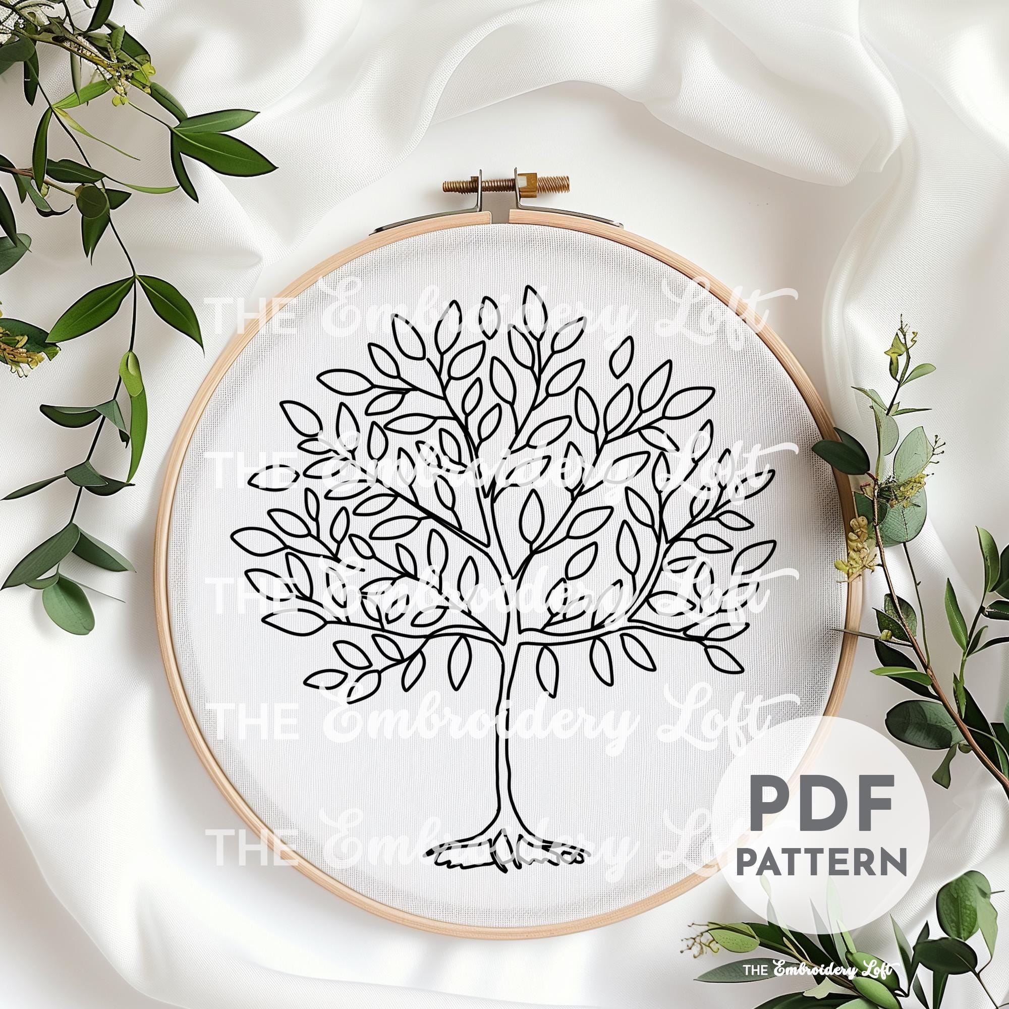 Olive Tree Hand Embroidery Pattern