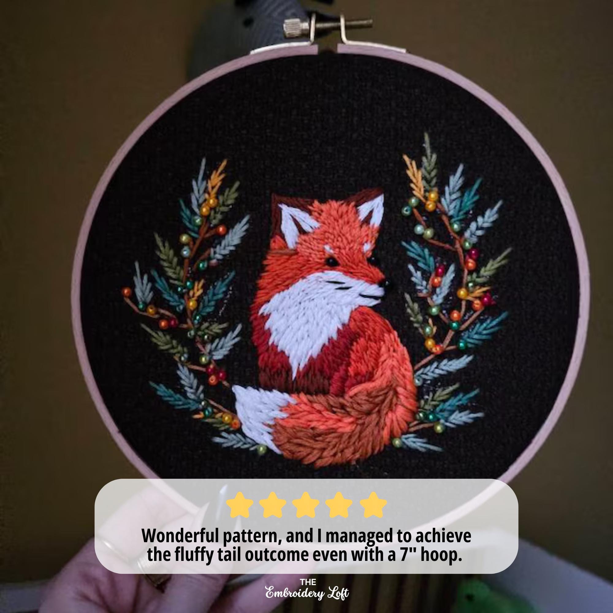 Winter Fox Hand Embroidery Pattern