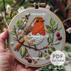 Spring Robin Hand Embroidery Pattern