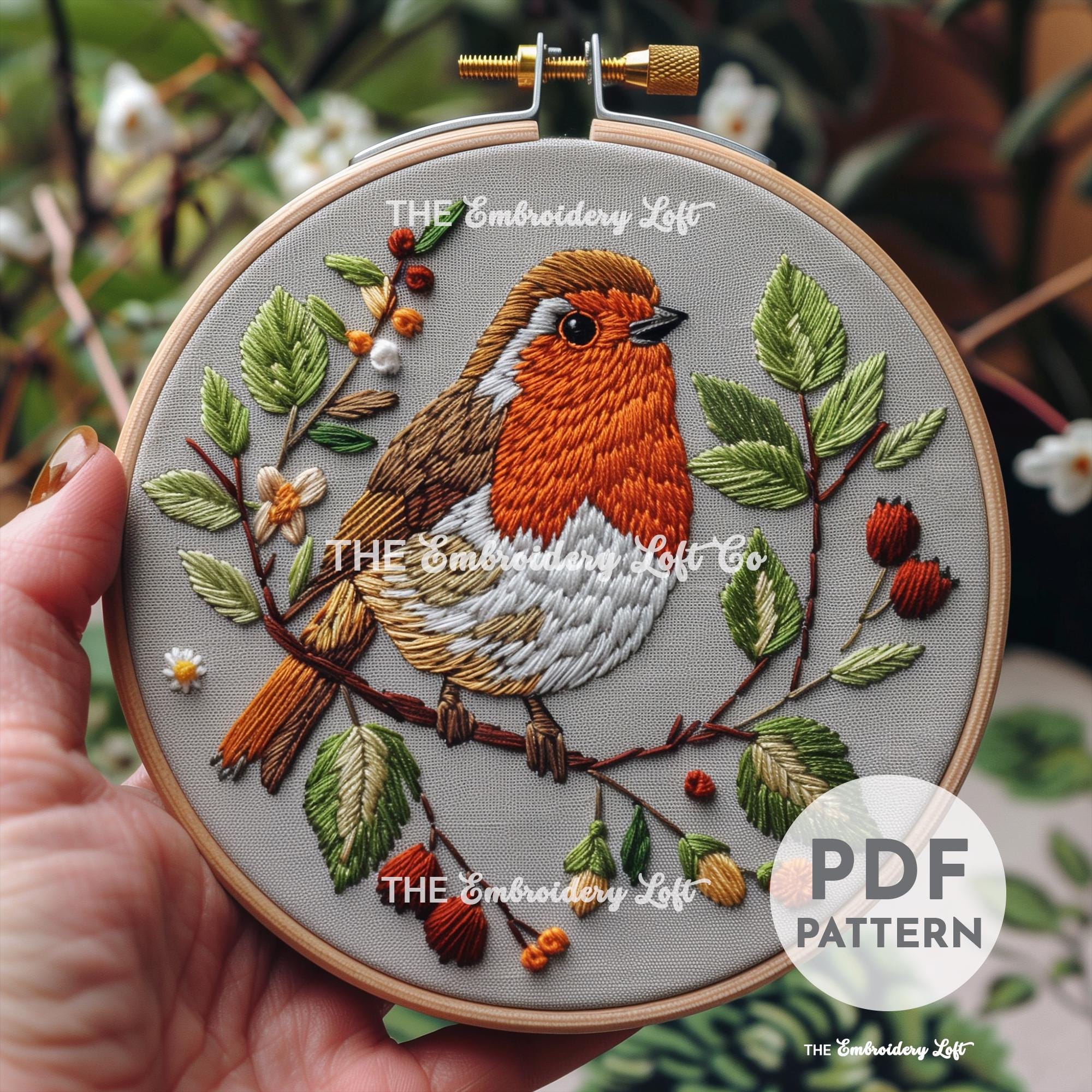 Spring Robin Hand Embroidery Pattern